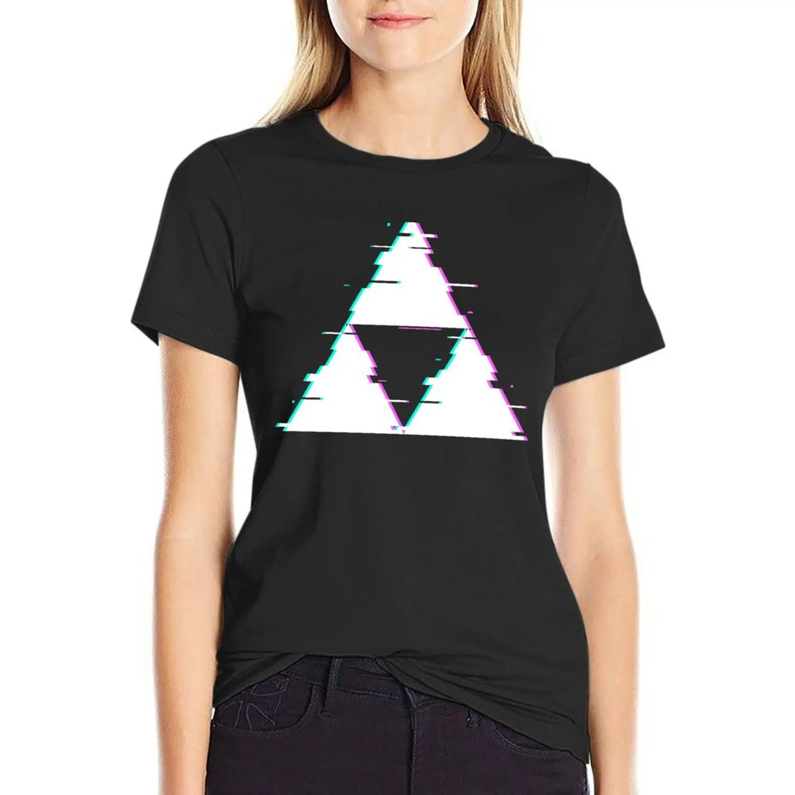 Glitch Triforce T-Shirt graphics tops Woman clothing