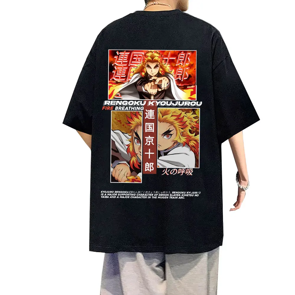 

Anime Demon Slayer Print Tshirt Rengoku Kyoujurou Graphic T-shirts Men Women Clothing Casual T Shirt Unisex Vintage Streetwear