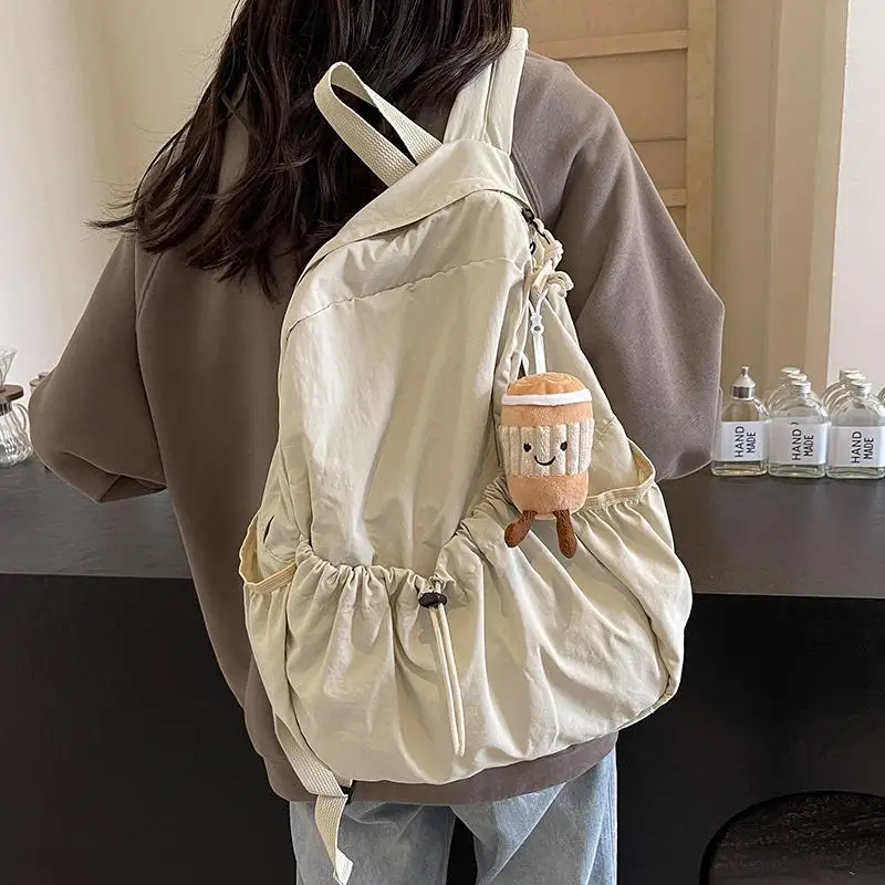 

Casual Large Capaci Foldable Women's Bapa Travel School Bag Sweet College Sle Soft Handle Decorative Stitching Bapa