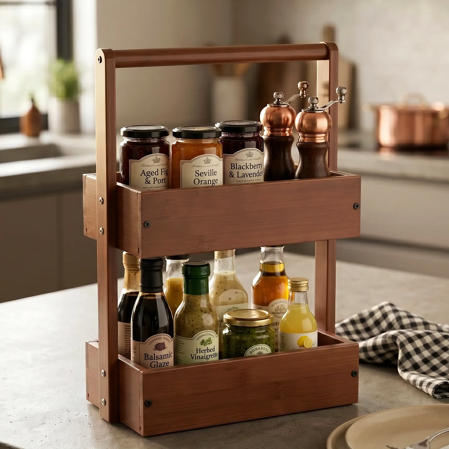 Kitchen solid wood storage basket large capacity sundries sorting wooden box cosmetics storage box tea set retro storage box