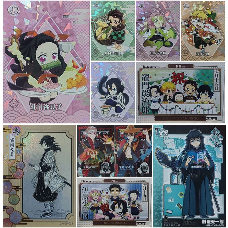 Anime Demon Slayer Kamado Tanjirou Agatsuma Zenitsu Hashibira Inosuke Kochou Shinobu Collectible Cards Birthday Gifts Toys