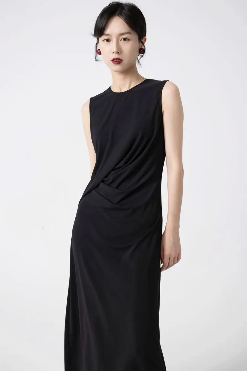 

Wu Yuan General Manager Taiyuli 3K Quali round Ne Svel Bla Dr High Waist A-Line Skirt Sle Casual Dr