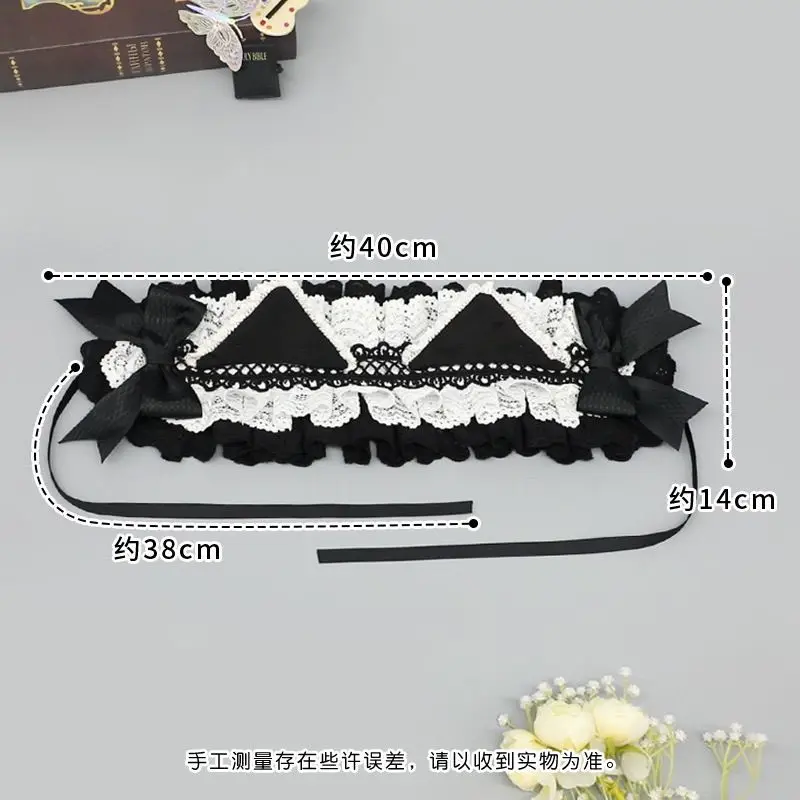 New Handmade Harajuku Lolita Lace Cat Servant Headband Y2K Girl Subculture Dark Cat Ear Headpiece KC Maid Cute Hair Accessory view 5