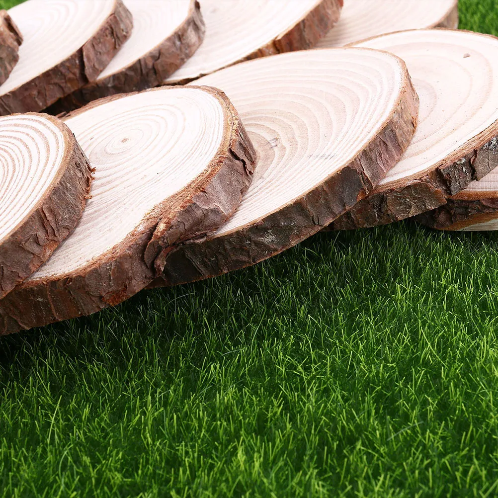 

10 Pcs Round Wood Chip Decoration DIY Projects Fall Decorations for Home Natural