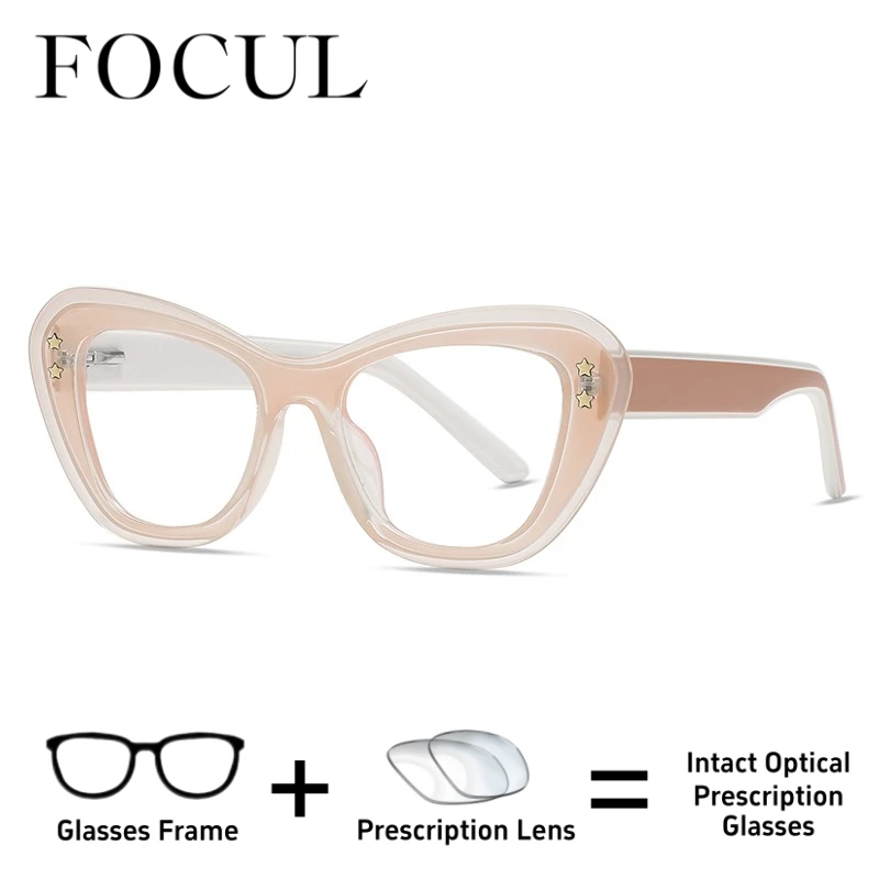 FOCUL Women Eco-Friendly Materials Anti Blue Ray Glasses Photochromic Myopia Eyeglasses Customized Prescription Optical Eyewear