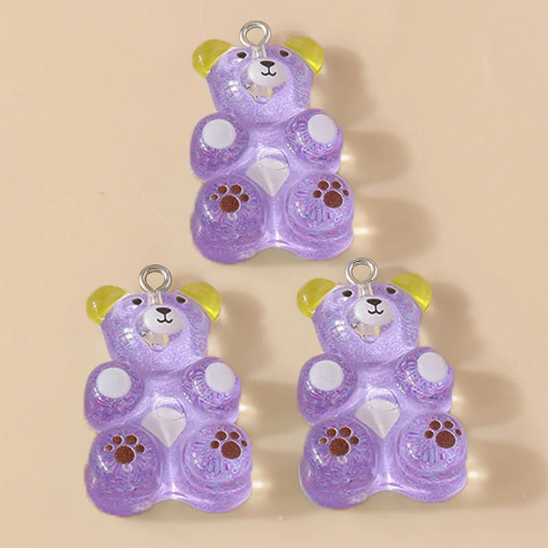 10 Stück 18x30mm Cartoon Harz Gummibärchen Anhänger für Schmuckherstellung, Ohrhänger, Halsketten, Armbänder, DIY Bastelbedarf – Detail 4