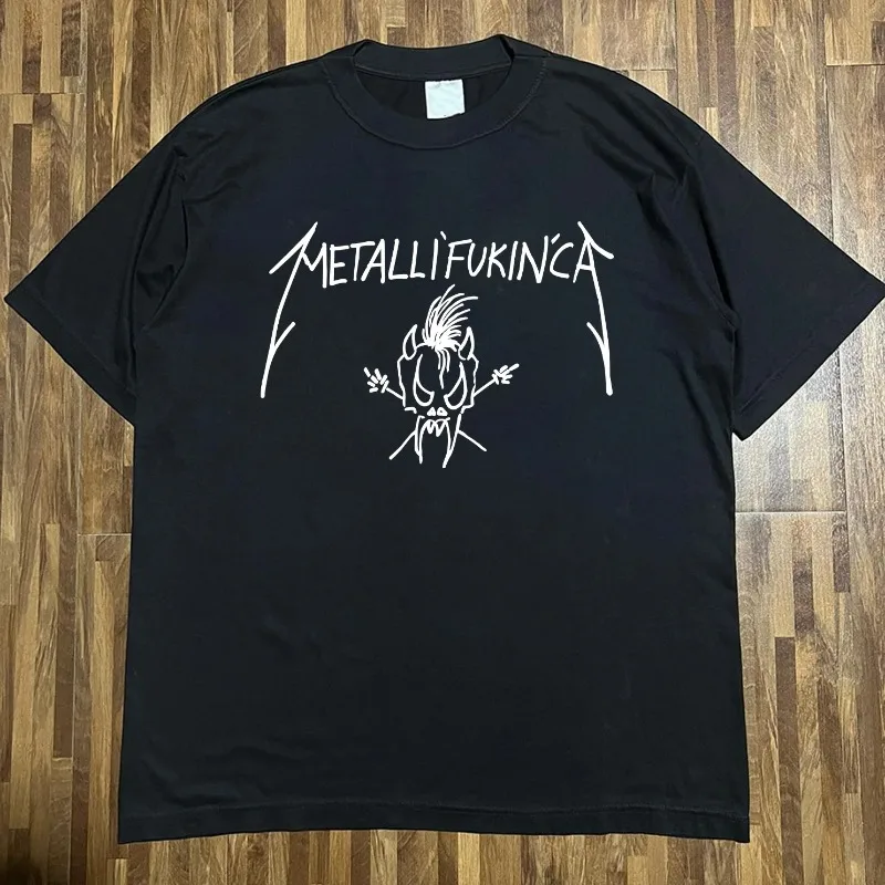 Old School Retro Herren- und Damen-Kurzarm-T-Shirts, Metallica Loose Top Atmungsaktives Y2K Harajuku-T-Shirt
