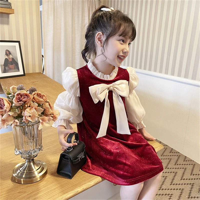 Girl Dress Kids Baby Party Evening Gown 2023 Sweet Spring Autumn Cotton Flower Girl Dress Vestido Robe Fille Children Clothing