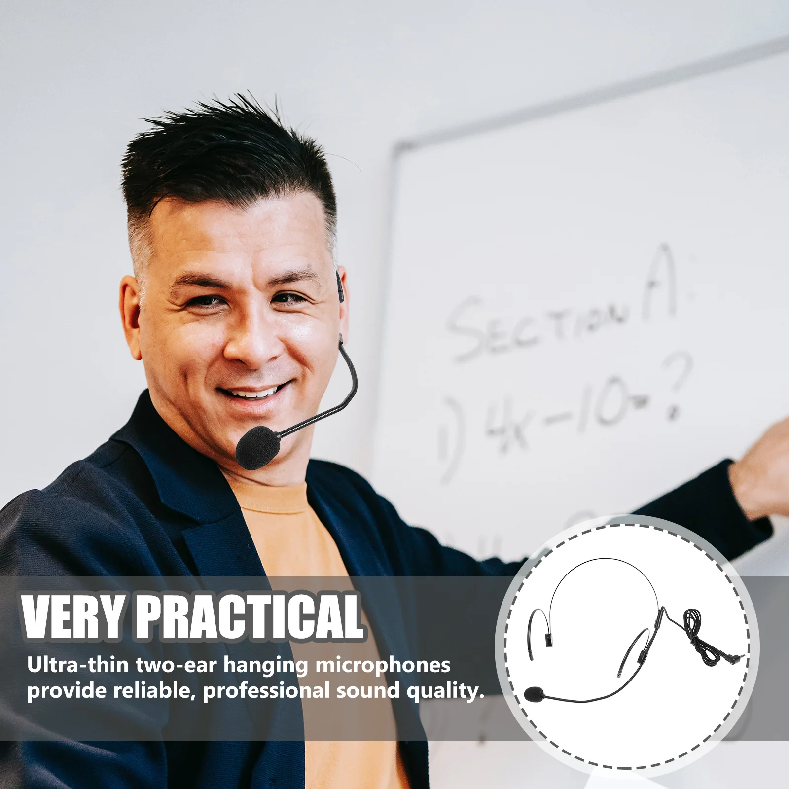 

Ultra-Thin Headset Microphone For Teachers Singing Speaking Flexible Head-Mounted Mic Lightweight Earpiece For Presenters