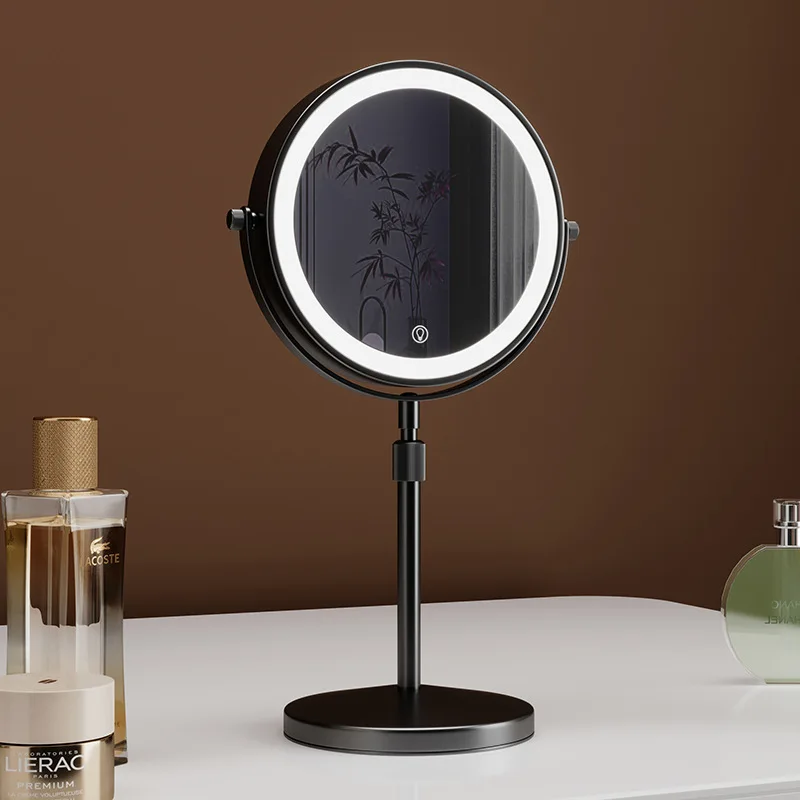 高さ調節可能な両面ミラー、上下に反転する伸縮式ミラー、LEDライト付きデスクトップ、拡大鏡付き化粧鏡、ポ