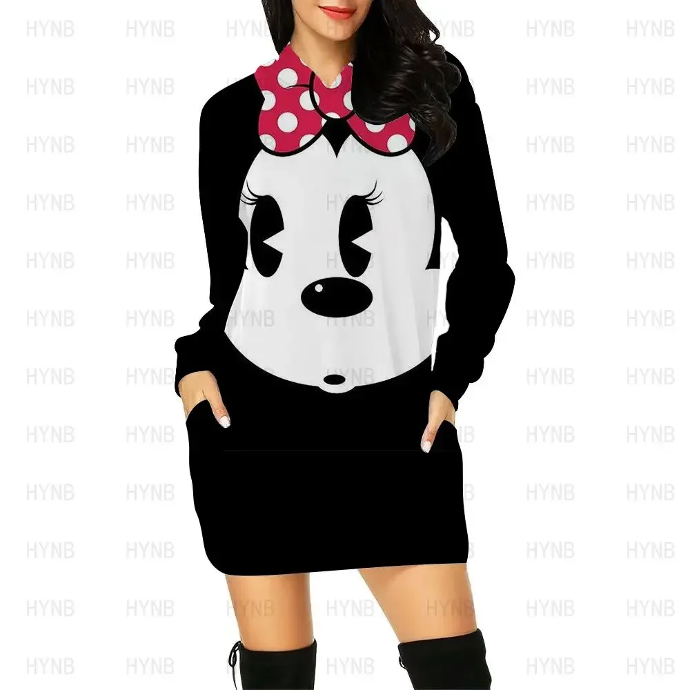 Sweater Dress Elegant Women\'s Dresses for Party 2022 Hoodie Long Sleeves Mickey Chic Woman Evening Disney Minnie Mouse Prom Mini