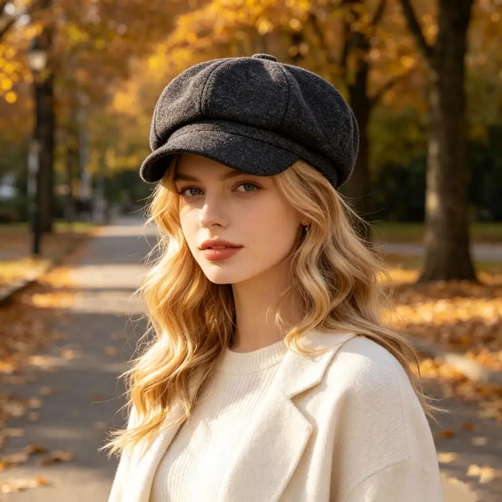 Comfortable Warm Gift for Her Winter Warm Newsboy Hat Vintage Wool Baker Cabbie Cap Fashionable Pageboy Beret for Fall Street