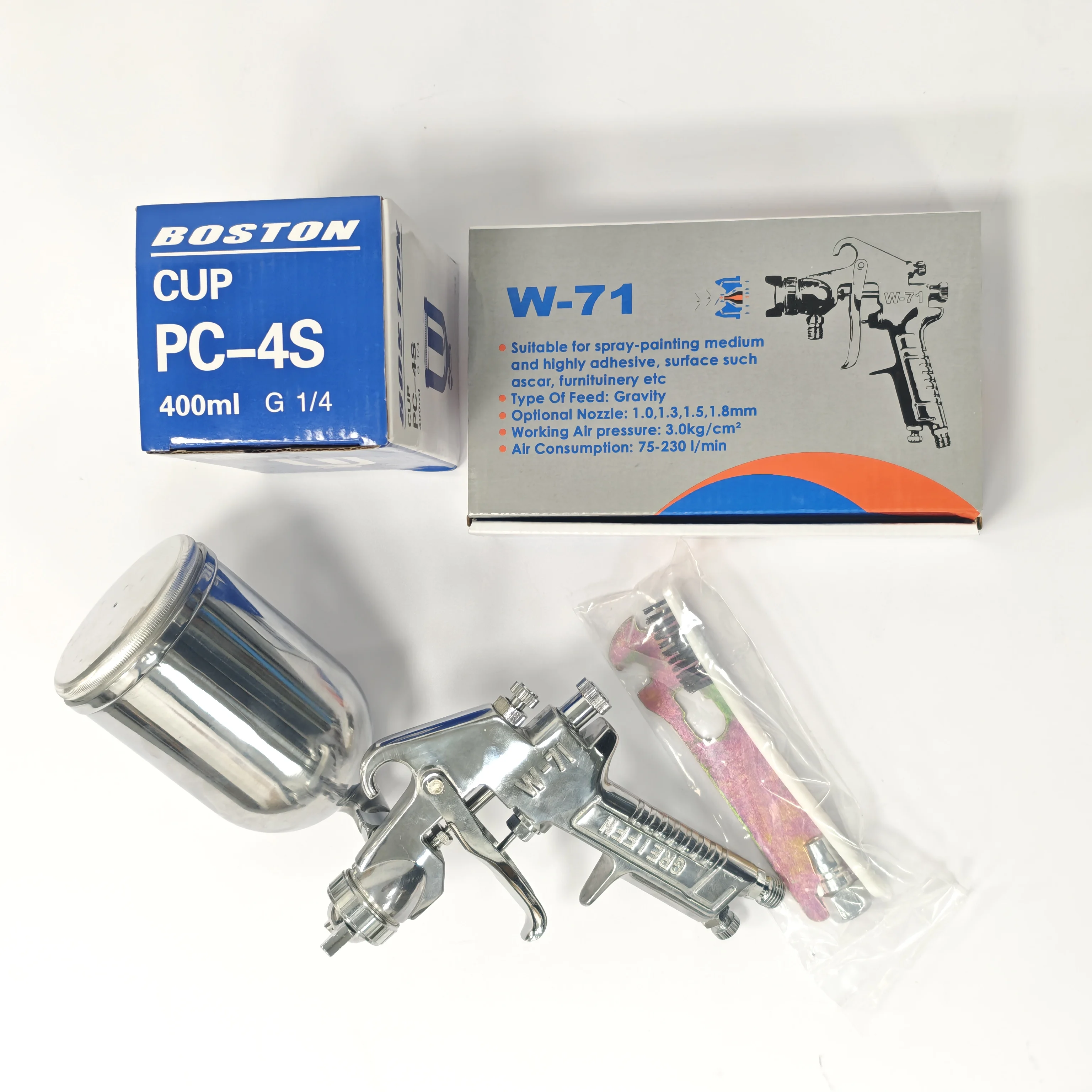 GREIFEN W-71 Air Spray Gun Gravity Paint Sprayer for Wood Furniture Cabinet Lacquer Painting Varnishing High Efficiency Tool