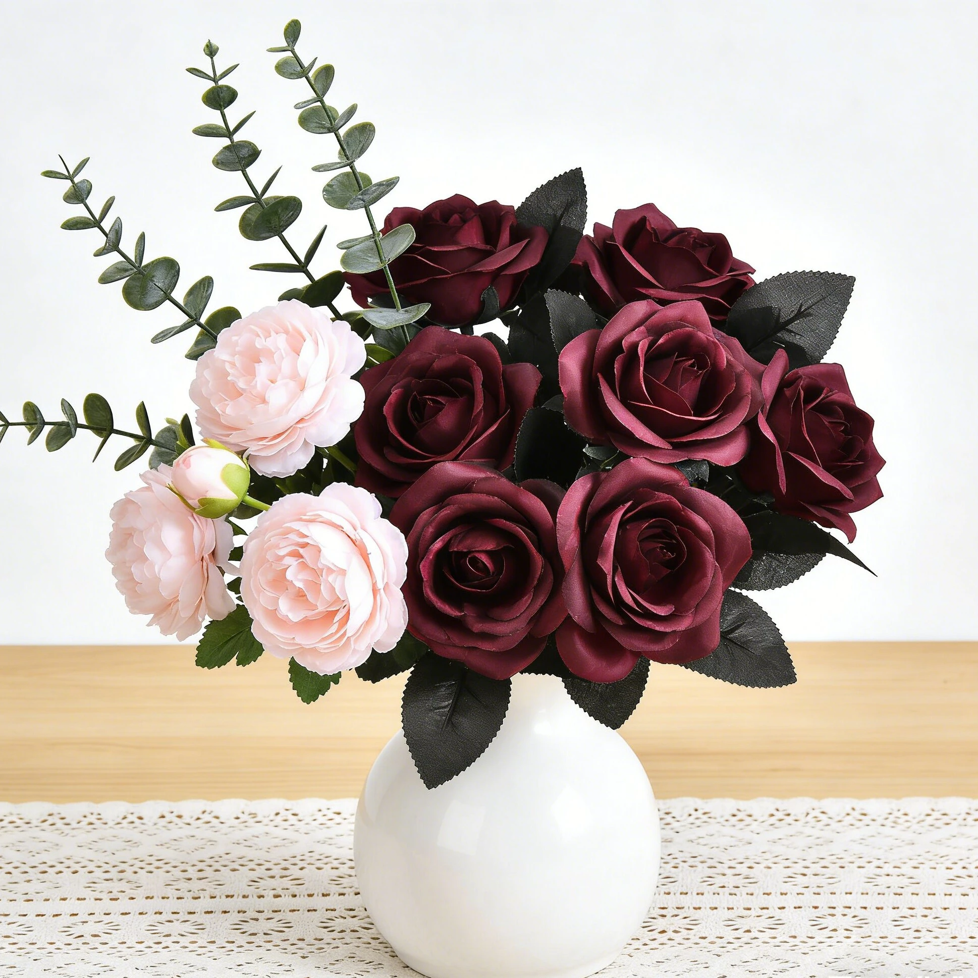 1/3 Stück Künstliche Blumen Seidenrosen Brautstrauß Vase Heim Raumdekoration Garten Festival Hochzeit Kranz Kunstpflanzen DIY Geschenk Requisiten