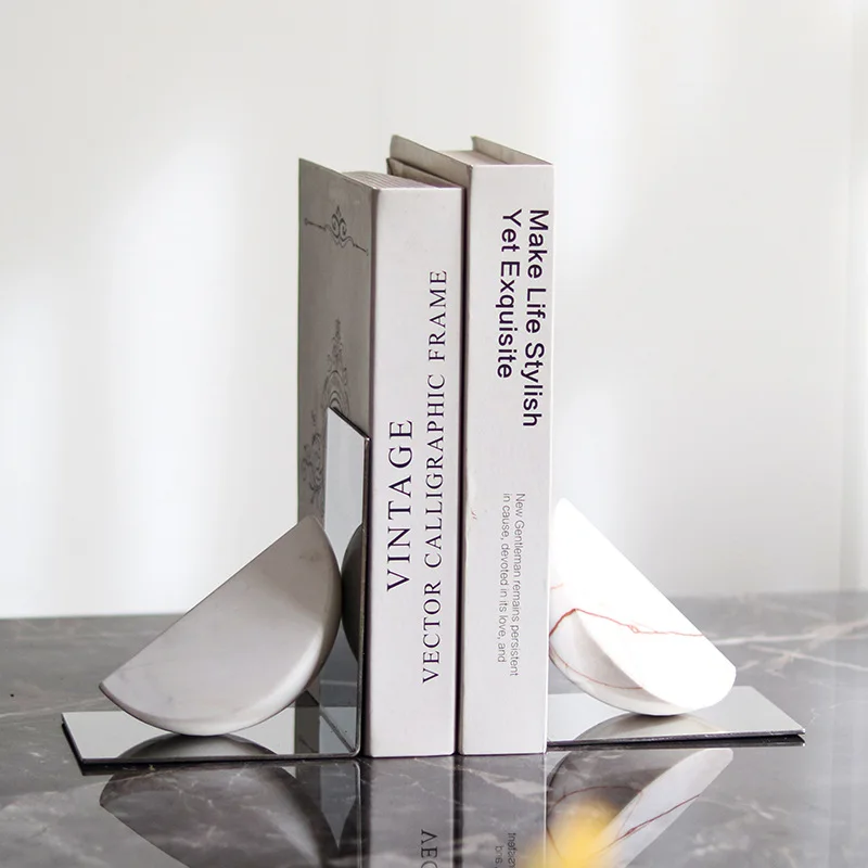 Marble Bookend Ornament Office Desktop Figurines Bedroom Bookshelf Modern Ornament Multifunctional Home Decoration Accessories