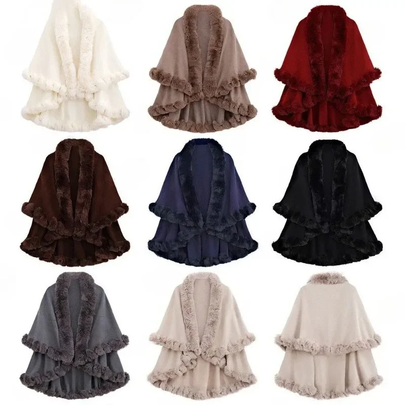 

Темпераментное пальто с меховой шалью в стиле пэчворк, зимняя одежда 2021, корейская нерегулярная вязаная теплая верхняя одежда, топы Y2k, модные свободные куртки