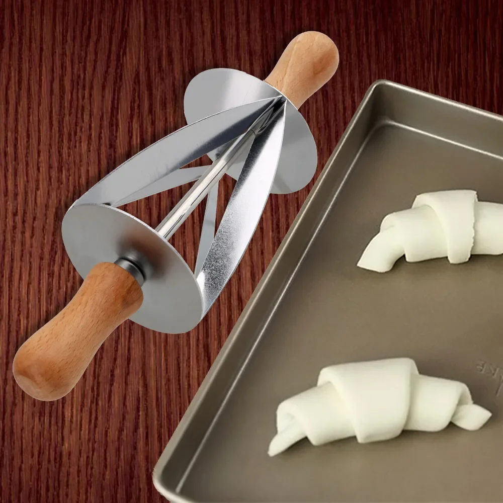 Para hacer croissant pan masa pastelería cortador enrollable herramienta para hornear acero inoxidable