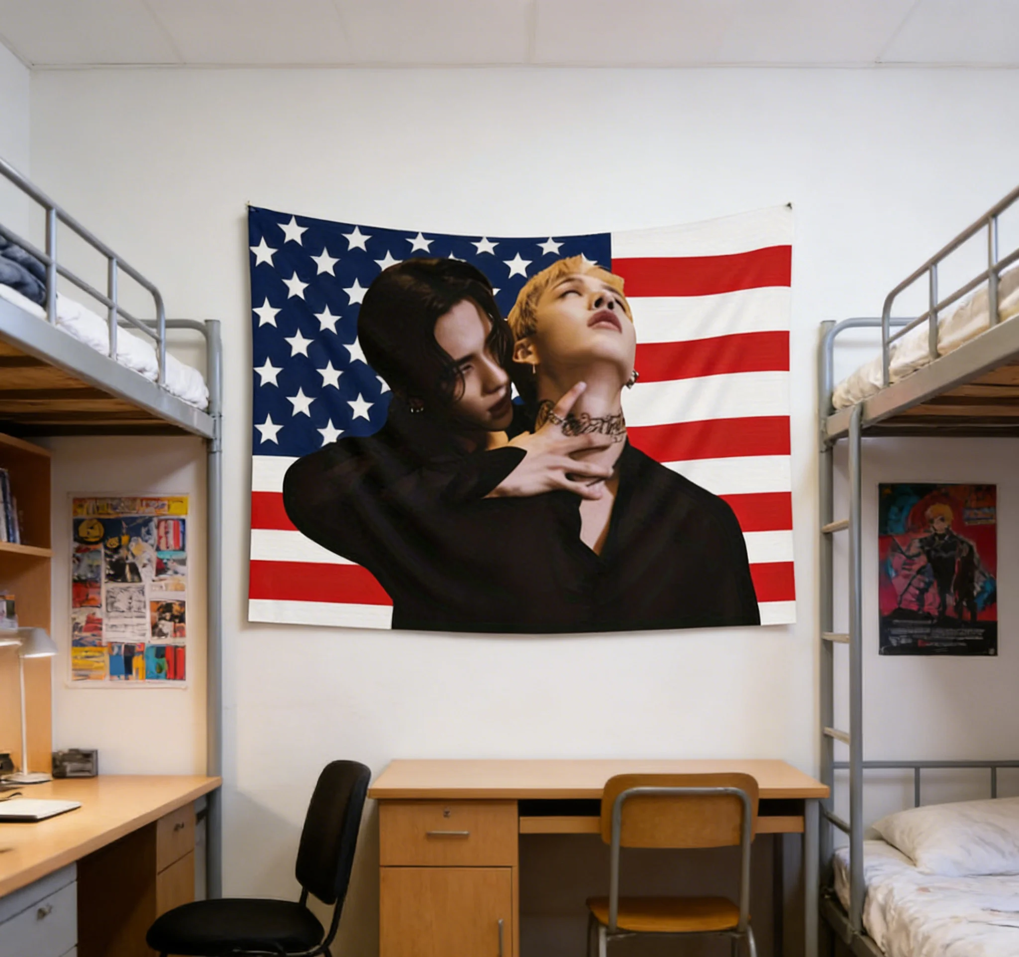 1pc Bang Chan H-Hyunjin Stray Concert Banner American Flag Design, SKZ Kpop Tapestry, Stray Ate & Skz DominAte Concert Artwork