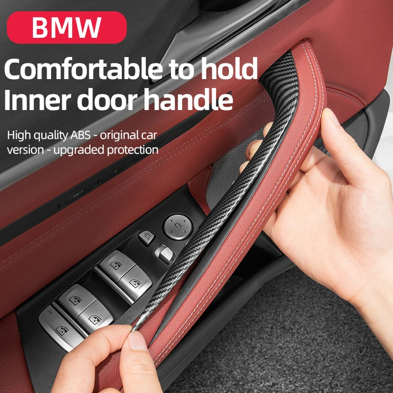 

For BMW G30 5 Series X3 X4 ix3 G01 G02 2017-2023 Car Inner Door Handle Panel Pull Trim Cover Carbon Fiber Interior Accessories