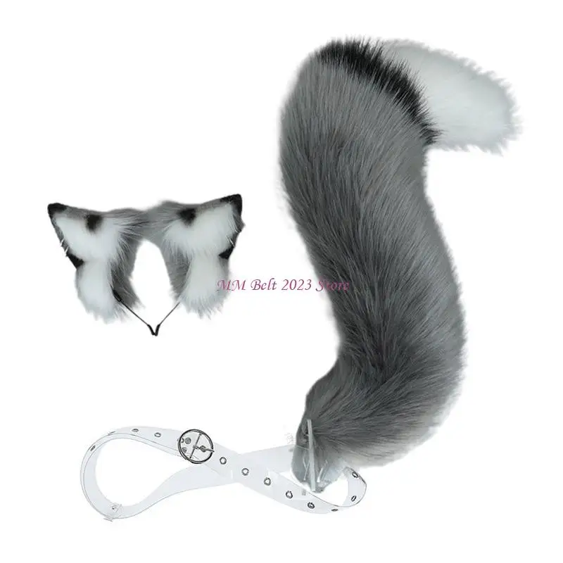 49ME 2 Stück für Katzenohren und Wolf, Fuchs, Tierschwanz, Cosplay, Kostüm, Kunstfell, Haarspange, Kopfschmuck, Halloween, S