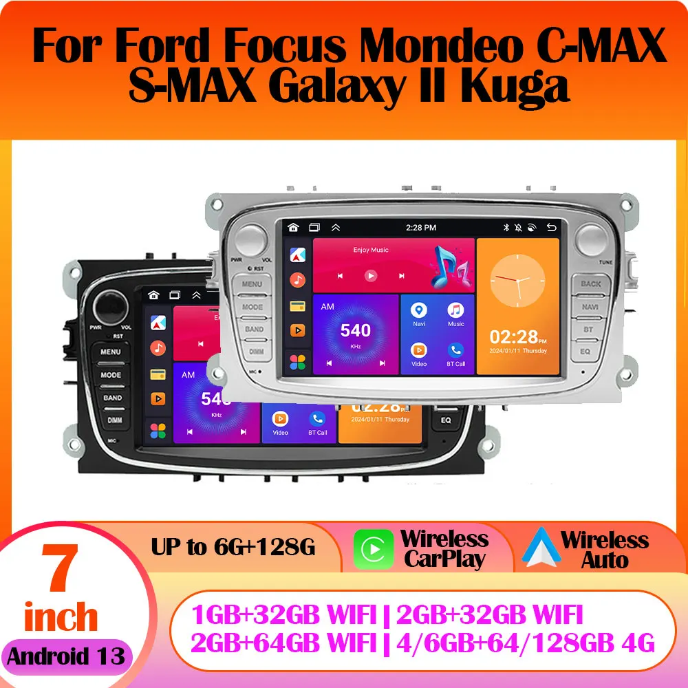 Автомобильный радиоприемник для Ford Focus Mondeo C-MAX S-MAX Galaxy 2, Kuga, Android-радио, Wi-Fi, 4G LTE, автомобильный мультимедийный видеоплеер, головное устройство Carplay