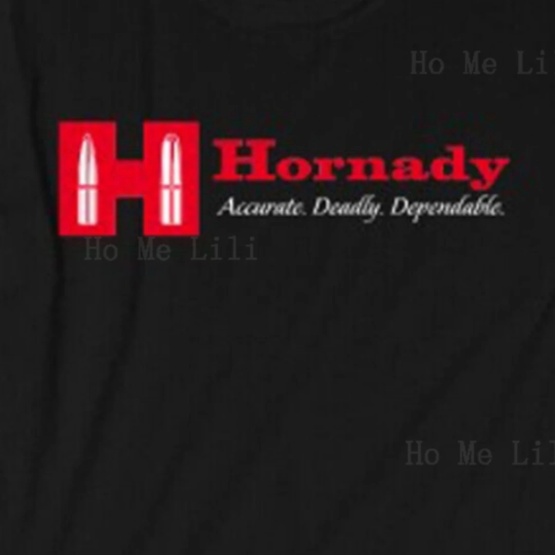 Hornady Guns Firearms Company Logo Mens Black Cotton  Casual Short Sleeve Tees Tops Harajuku Streetwear Oversized Tshirt