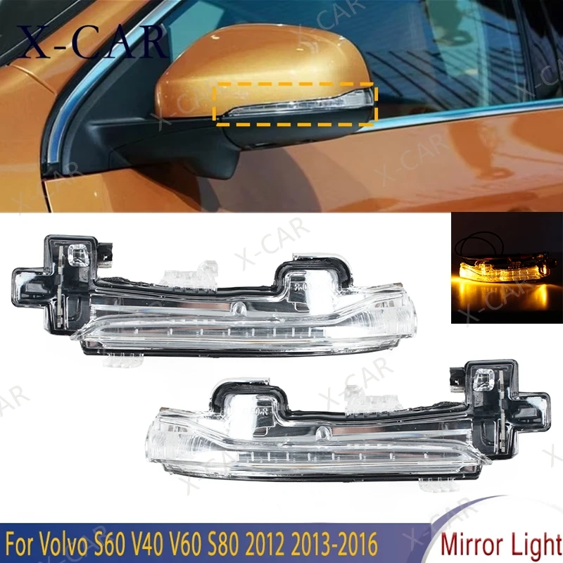 X-CAR LED Lusterko wsteczne Światło wsteczne Lusterko wsteczne Kierunkowskaz dla Volvo S60 V40 V60 S80 S80L 31402415 31371518 31299384