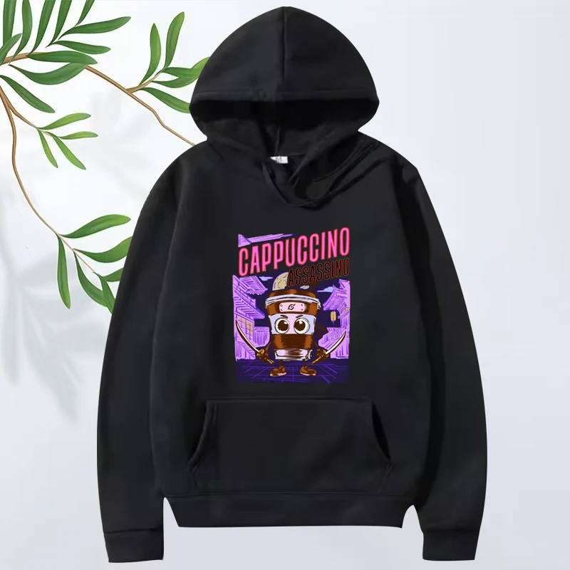 

Cappuccino Assassino italian Brainrot Meme Classic graphic hoodie men ’s women vintage Long sleeve print oversized hoodie unisex