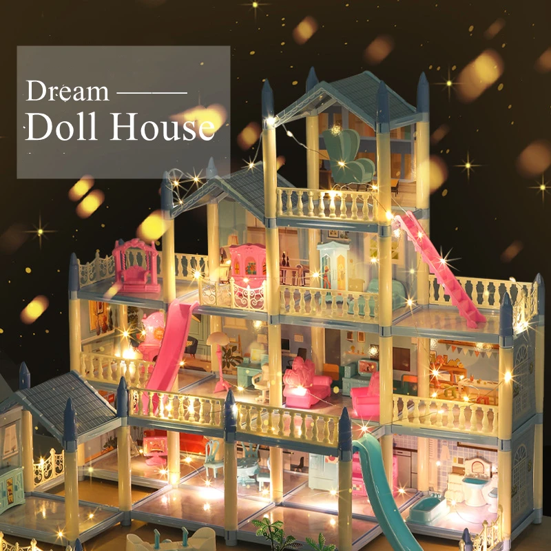 Diy 3D Assembling Doll House - Educational Toys For Children, Birthday Gifts For Girls, Villa Princess Castle With Led Lights