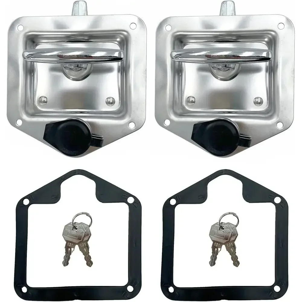 2 Pcs L8815 Tool Box Latch T Handle Latches with Lock Highly Polished Stainless Steel for Trailer Door RV Camper Truck Bed Toolb