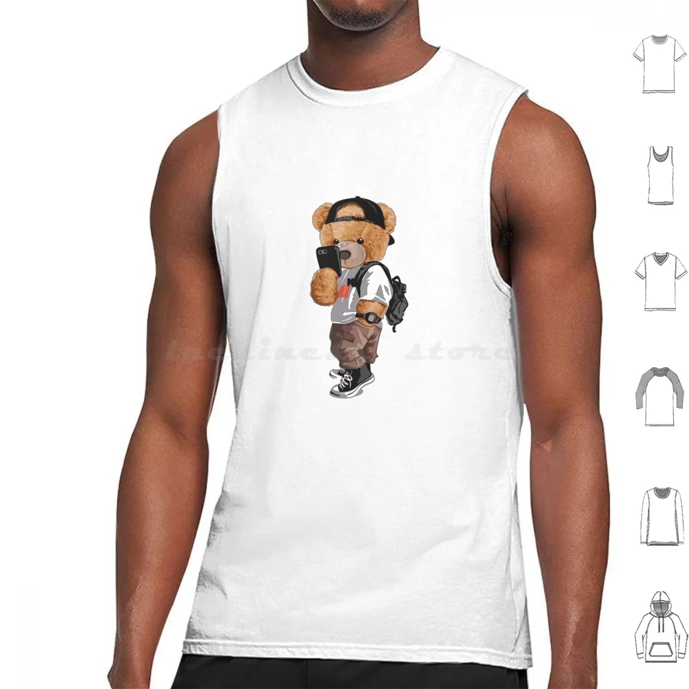 Black Bag Cool Tank Tops Vest Sleeveless Baron Bear Cool Bear Baseball Skateboard Bear Basketball Usa Rich Bear Business Man