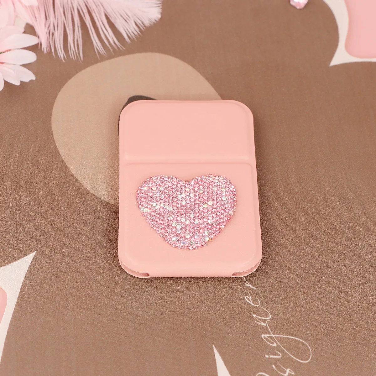 Bling Rhinestone Portable Handheld Mini Makeup Mirror Dormitory Office Adjustable Folding Student Cute Pocket Mirror Love gift