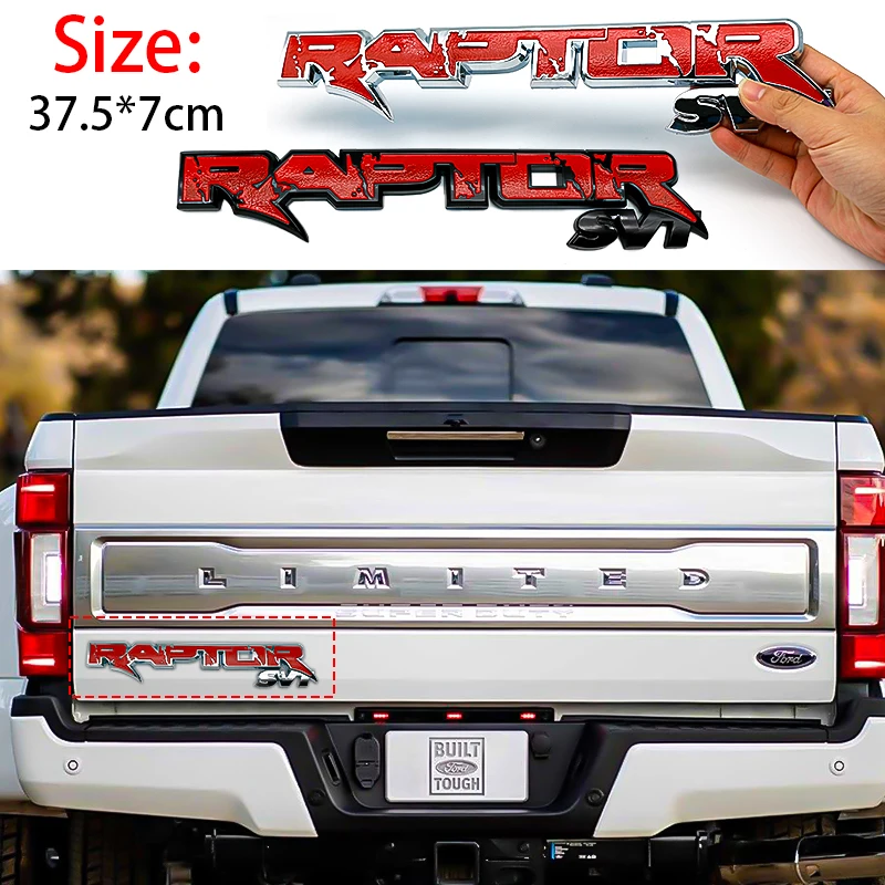 3D ABS RAPTOR SVT Car Rear Trunk Tailgate Fender Emblem Badges Decal Stickers Universal For Offroad Pickup Truck Tuning Trim
