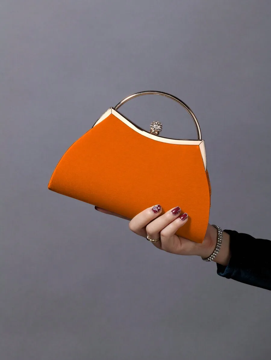 

Elegant Orange Rhinestone Metal Frame Clutch For Evening Party Wedding
