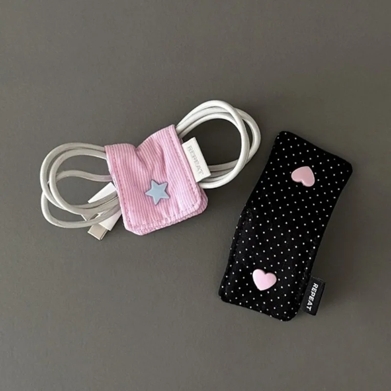 INS Style Cute Fabric Cable Manager Data Cable Storage Buckle for Charging Headphone Cable Fixed Desktop Wire Organizing Supply