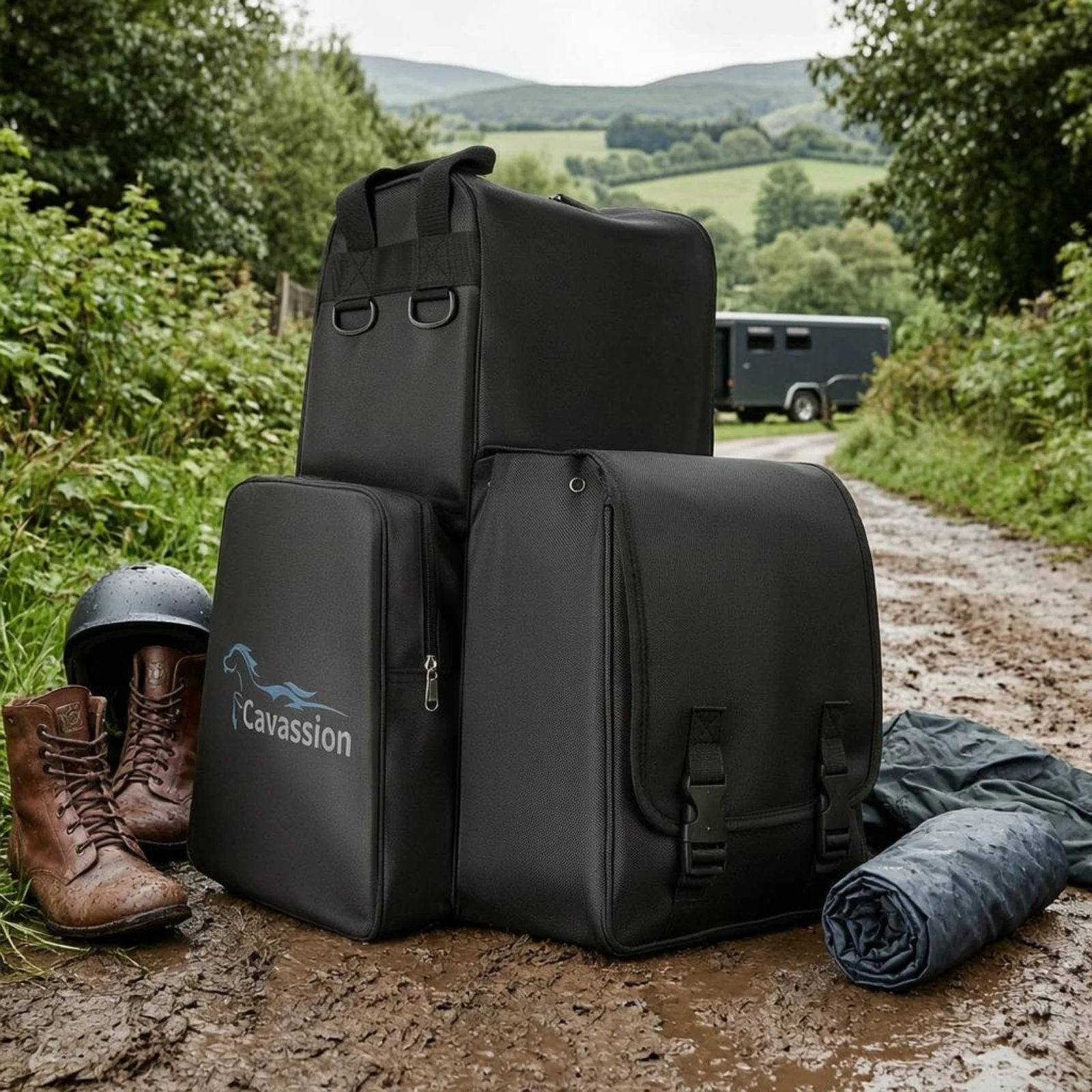 Kép 3: Lovas fogas Olvasottság Sokrétű pockets Lovas tárolására Olvasottság zippered multi-compartment számára Lovas, Lóistalló