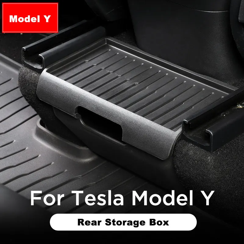 For Tesla Model Y 2021-2023 Rear Middle Storage Box The Driver And Passenger Seats Under Seat Trash Box Car Accessories