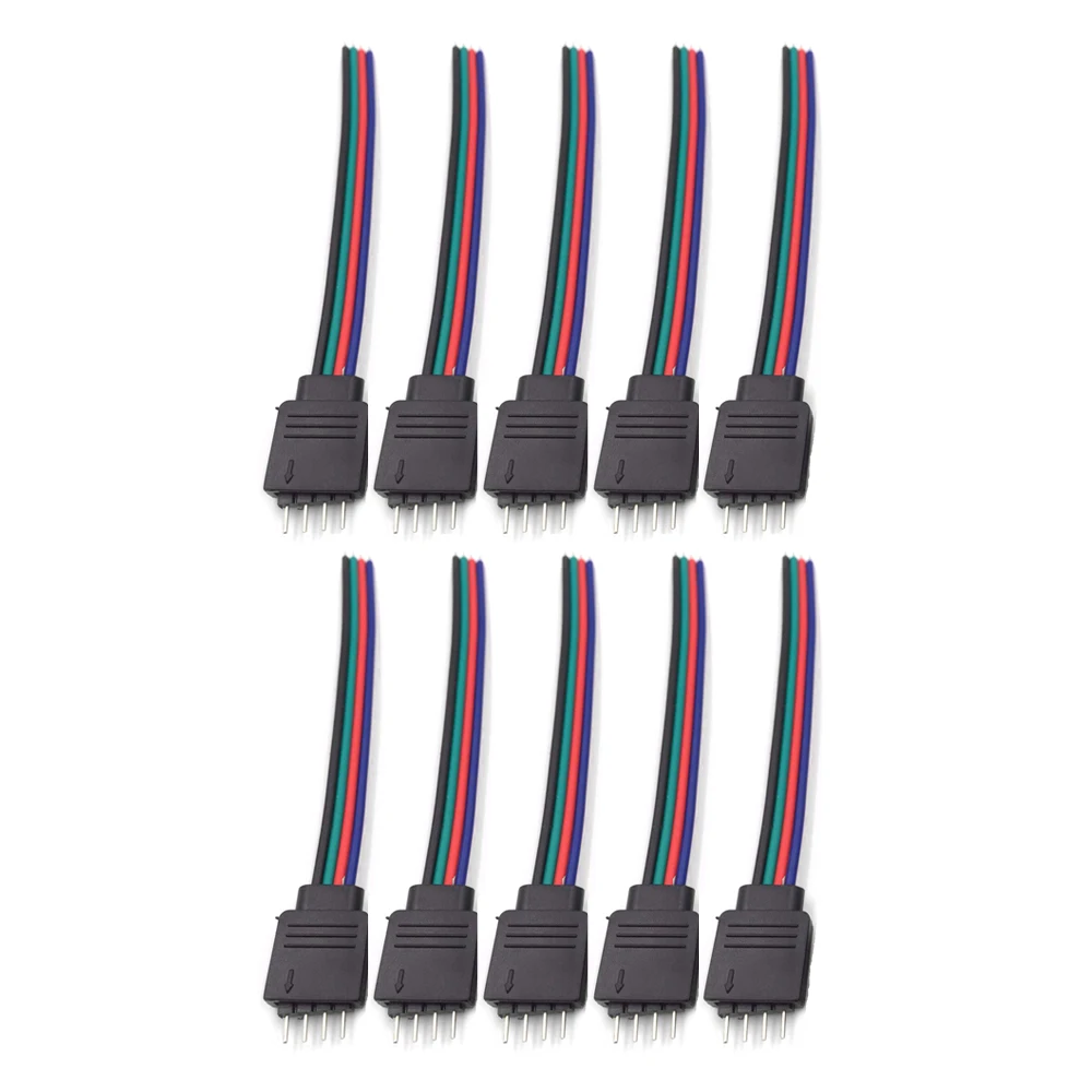 4pin 10cm LED RGB Strip Light Connector Male Female Plug Socket Connecting Cable Wire For 5050 RGB RGBW Led Strip Light