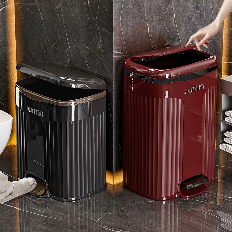 

Household Living Room Waste Bins Storage with Lid Large-capacity Plastic Foot Pedal Waste Bins Press Toilet Home Basurero JTW
