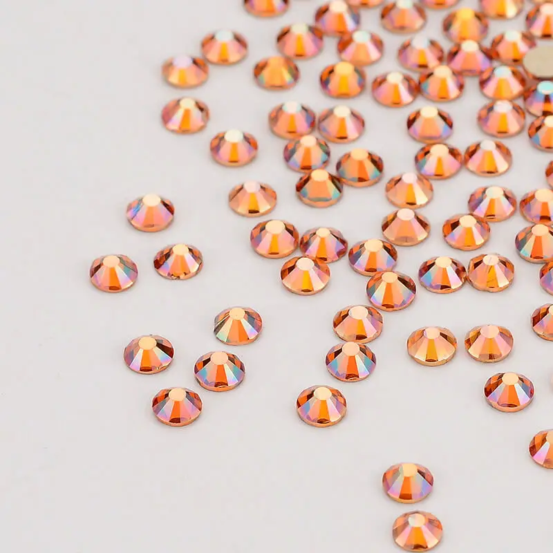 SS3-SS20 Amber Flatback Rhinestones Non Hotfix Glue On Glitter Glass Rhinestone For Needlwork DIY Crafts Nail Art Decorations