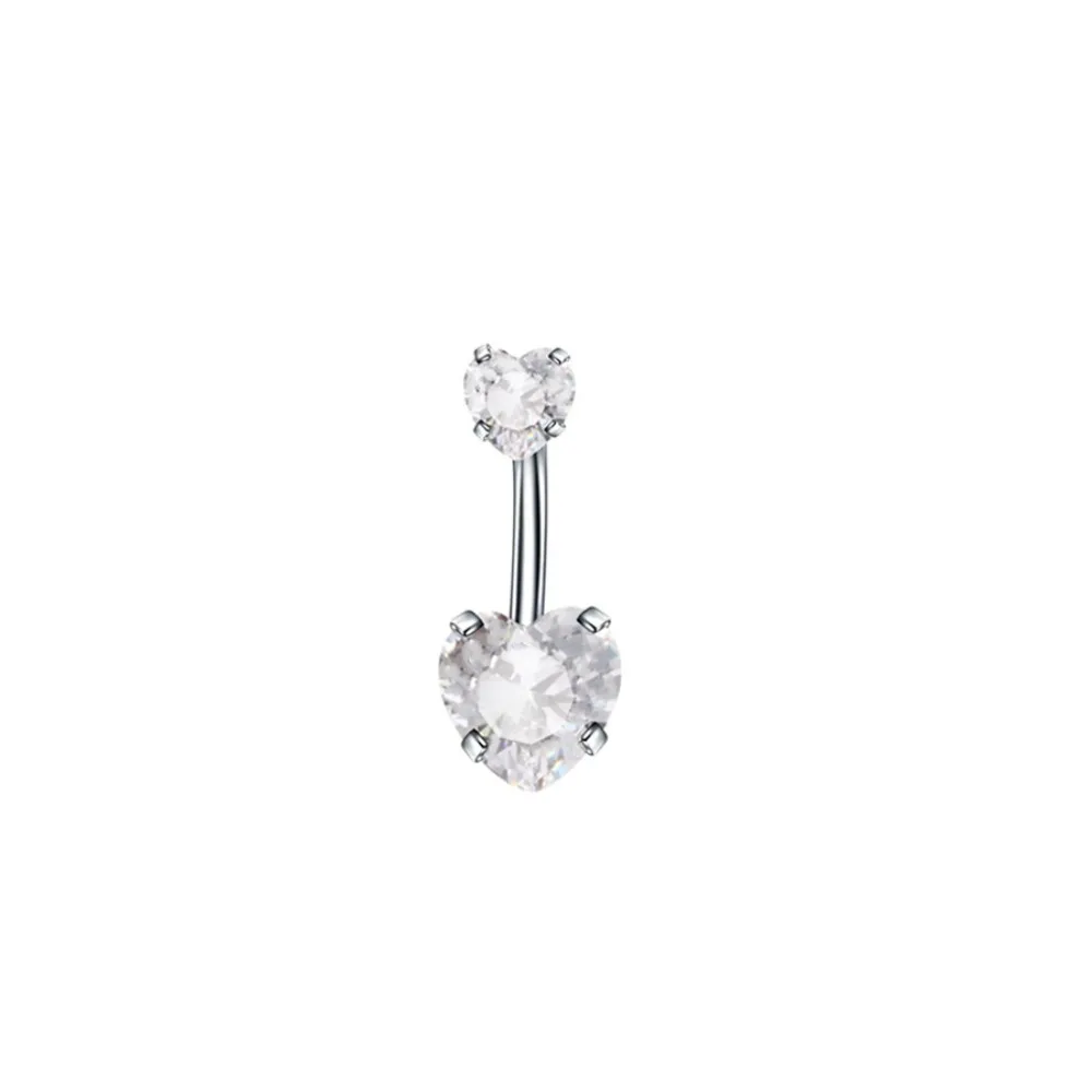 Cute Internal Thread Belly Button Rings Heart Crystal Belly Piercing Silver Stainless Steel Navel Rings Party Decoration