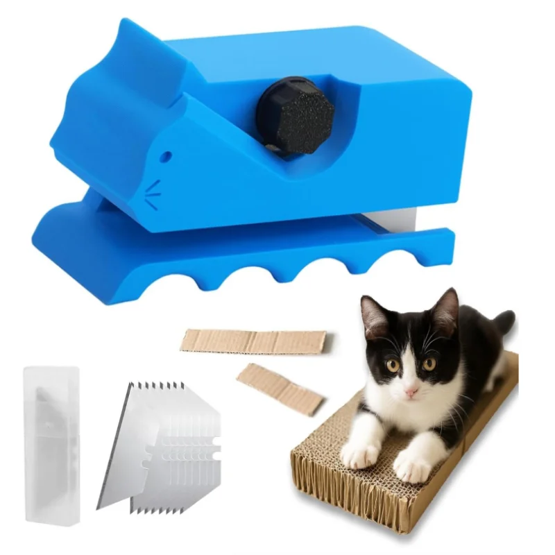 Blue Handheld Cardboard Cutter Tool, DIY Cutting Tool for Making Cat Scratching Pads, Scratch Boards & Cat Beds