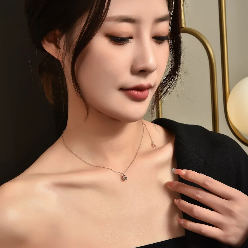 Collana da donna in acciaio al titanio, collana con clavicola con zirconi a lanterna per dicembre, collana a 12 colori per dicembre