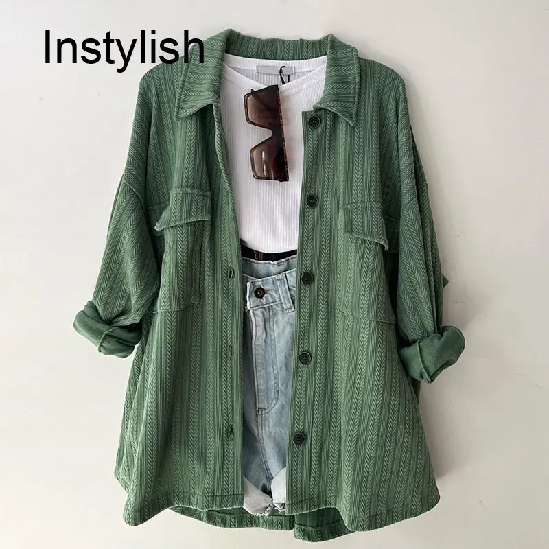 Camisa lisa Vintage para primavera y otoño, blusa holgada de manga larga, abrigo Preppy coreano elegante, prendas de vestir de gran tamaño, chaquetas casuales de calle