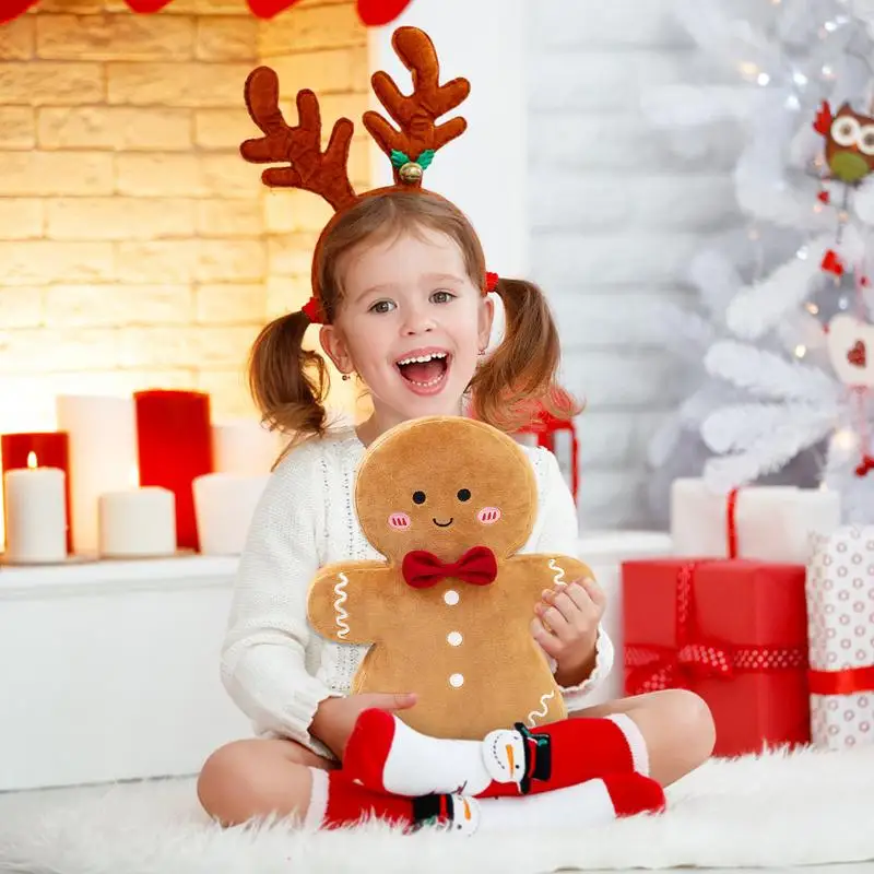 Jouet en peluche bonhomme en pain d'épice pour la décoration de la maison, biscuit au beurre confortable, oreiller mignon, cadeau de Noël, nouvel an