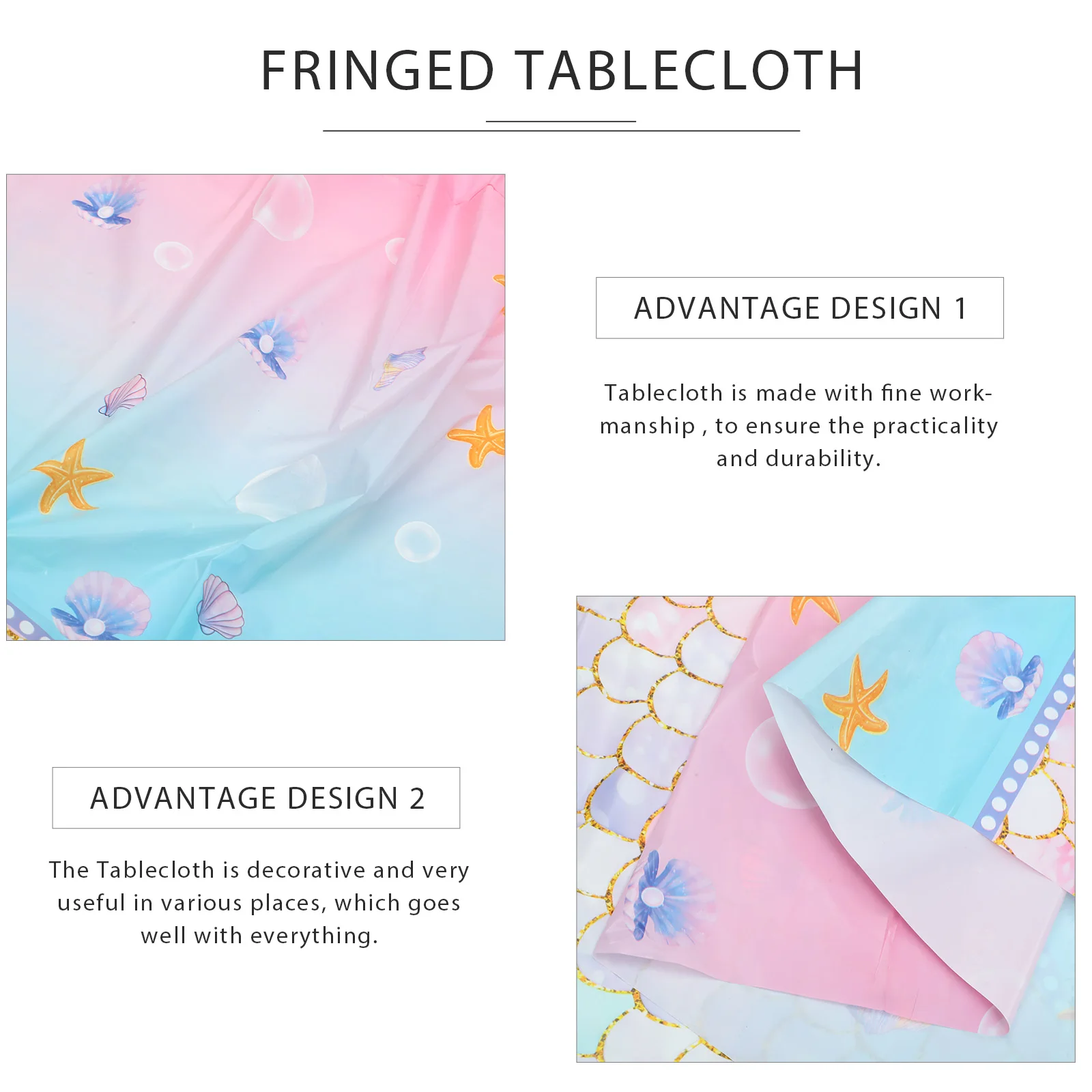 

Fish Scale Tablecloth Large Size Disposable Rectangle Party Cover Elegant Mermaid Theme Birthday Decoration Picnic Home Use