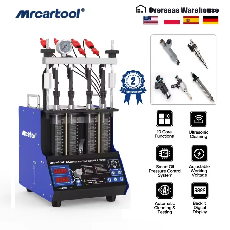 

MRCARTOOL V209 GDI Fuel Injector Cleaner Automatic Cleaning 4 Cylinders Ultrasonic Fuel Injector Cleaner Tester for Car