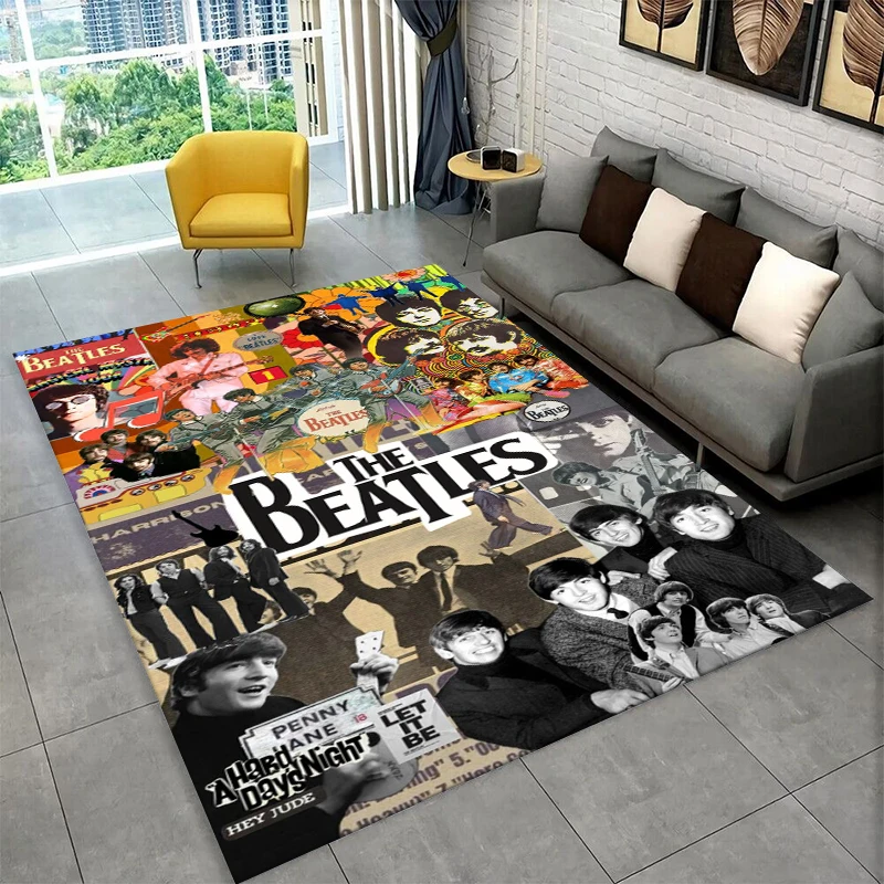 The B-Beatles Rock Band Star Carpet Rug for Playroom Bedroom Living Room Sofa Home Decor,kid Game Area Rug Non-slip Floor Mat