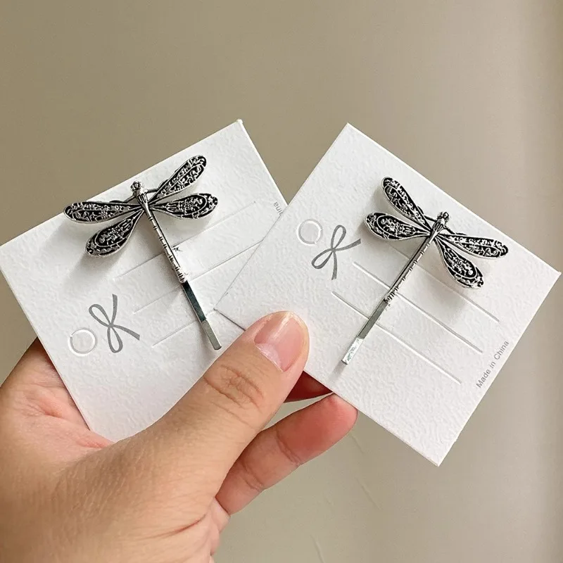 Vintage Trend Silver Color Dragonfly Hairpins Retro Elegant Side Hair Clip for Women Headwear Hair Pin Jewellery Decoration Gift