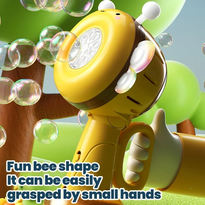 Máquina de burbujas de abeja, juguete eléctrico automático con cabeza móvil con luz para baile, fiesta al aire libre, soplador de burbujas, juguetes, regalos para niños